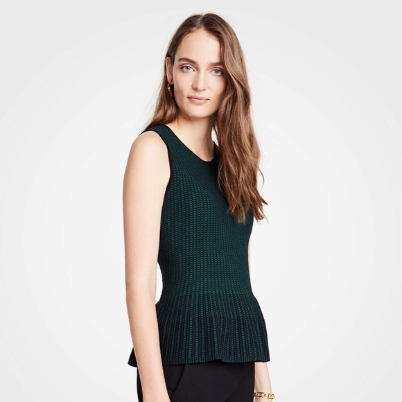 Ann Taylor Sleeveless Knit Peplum Top - Picture 1 of 9